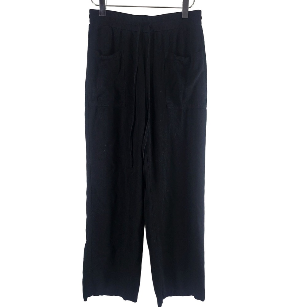 Stella Luce‎ Lounge Pants M Womens Black Pull On Tie Waist Straight Leg Classic